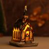 New Year Figurine Mini Miniatures Resin Craft Village House LED Light Christmas Decoration Ornament
