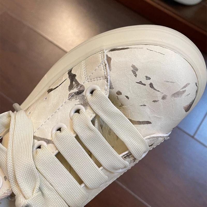 Shiny Thick-soled Heightening Casual Little White Shoes Women's Casual Shoes Spring New Lace-up Sneakers Women's