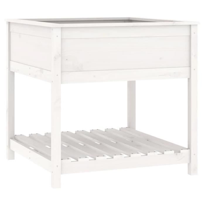 VidaXL Jardinière avec étagère Blanc 82,5x82,5x81cm Bois massif de pin 823795
