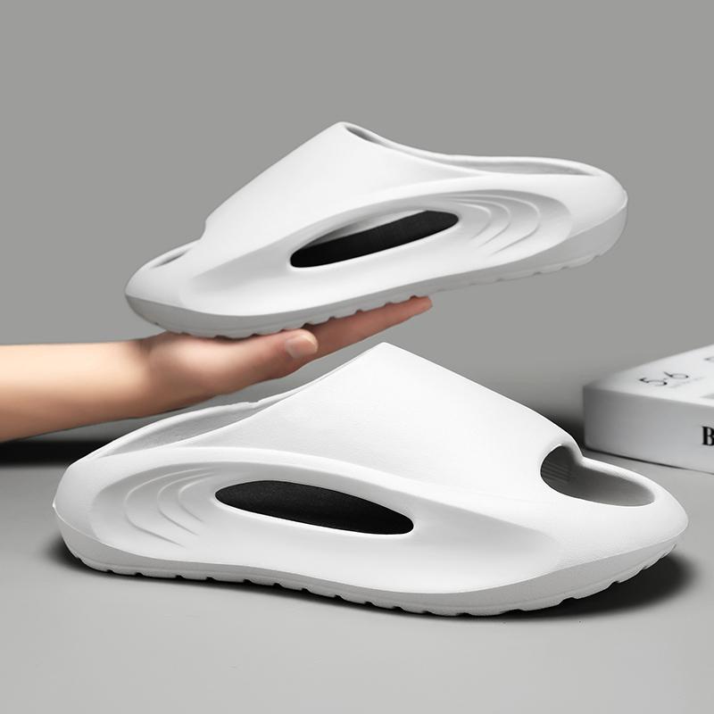 

Модные мужские тапочки Летние роскошные сандалии мужские Уличные модные повседневные пляжные тапочки Дышащая обувь для мужчин Домашние тапочки 44-45 белый