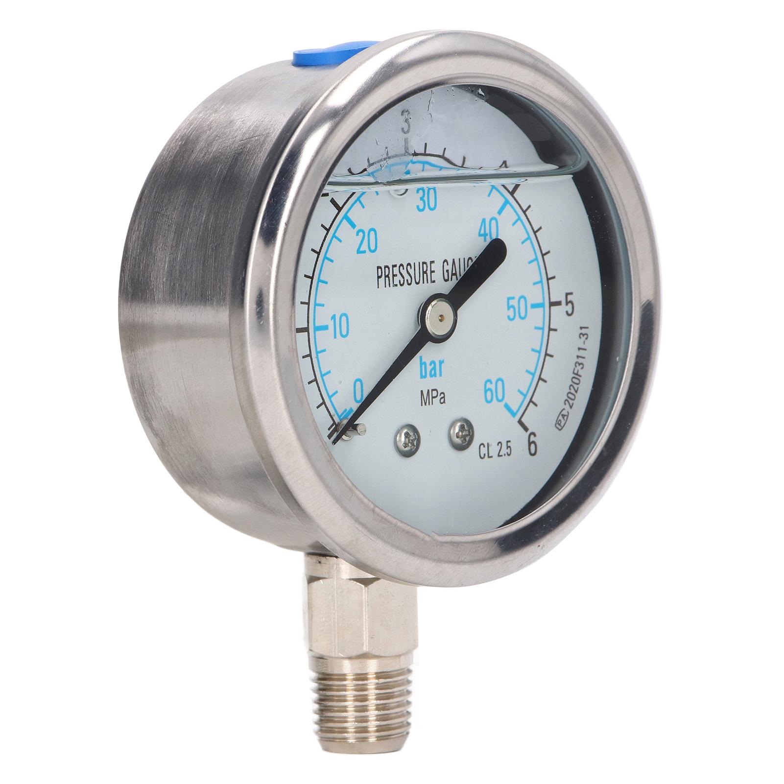 

Манометр из нержавеющей стали, устойчивый к вибрации, масляный манометр, нижнее соединение 14 дюймов NPT 06МПа