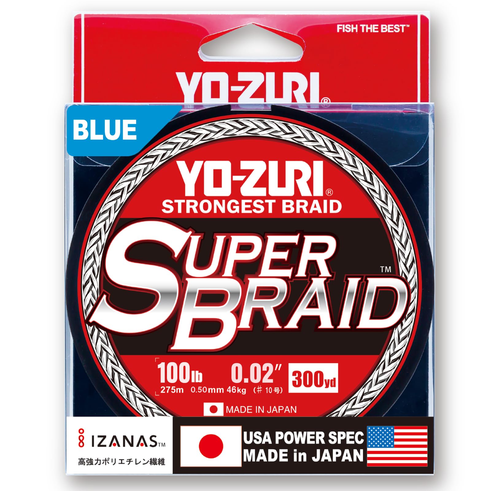 

PE Line Super Braid 300YDS 100Lbs Blue YO-ZURI Color синий