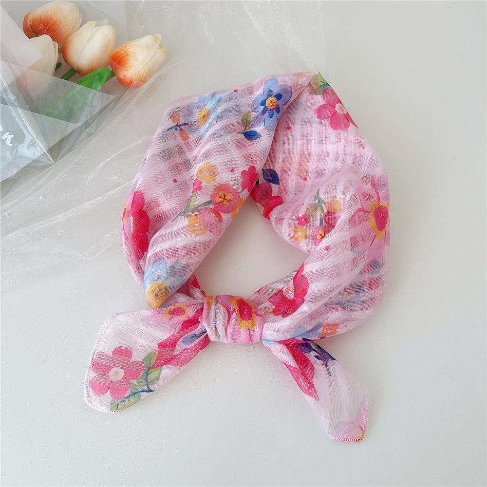 Eșarfă pătrată mică din bumbac și in Eșarfă din mătase Primăvară și toamnă pentru femei Stil nou artistic și versatilă la modă Esarfă cu bentiță cu temperament