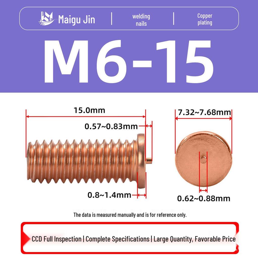 PT-M3M4M5M6M8 Copper-Plated Carbon Steel Projection Weld Studs and Screws