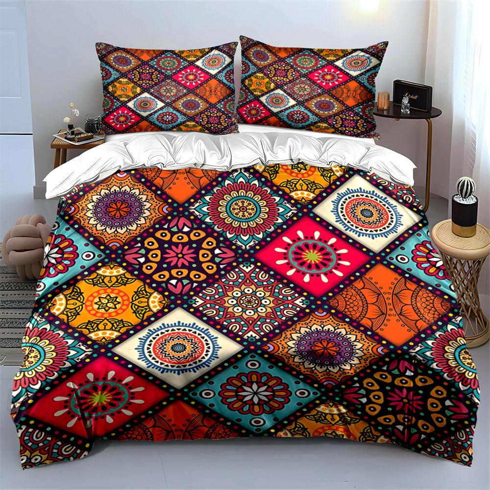 Colorful Geometric Patterns Set for Home Decor Multiple sizes kid's and adults' bedroom Exquisite 3PC bedding set gift