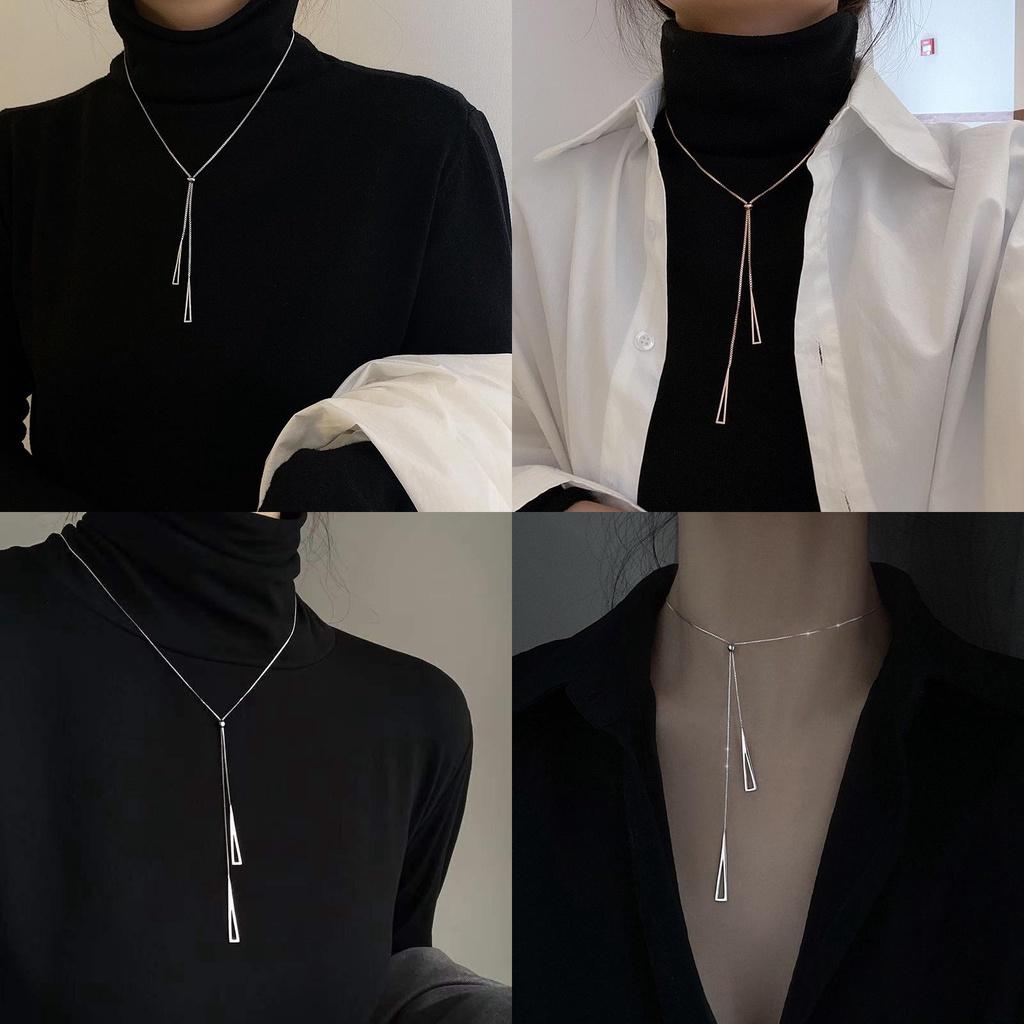 Fashionable Geometric Triangle Sweater Chain For Women Ins Metal Style Long Necklace