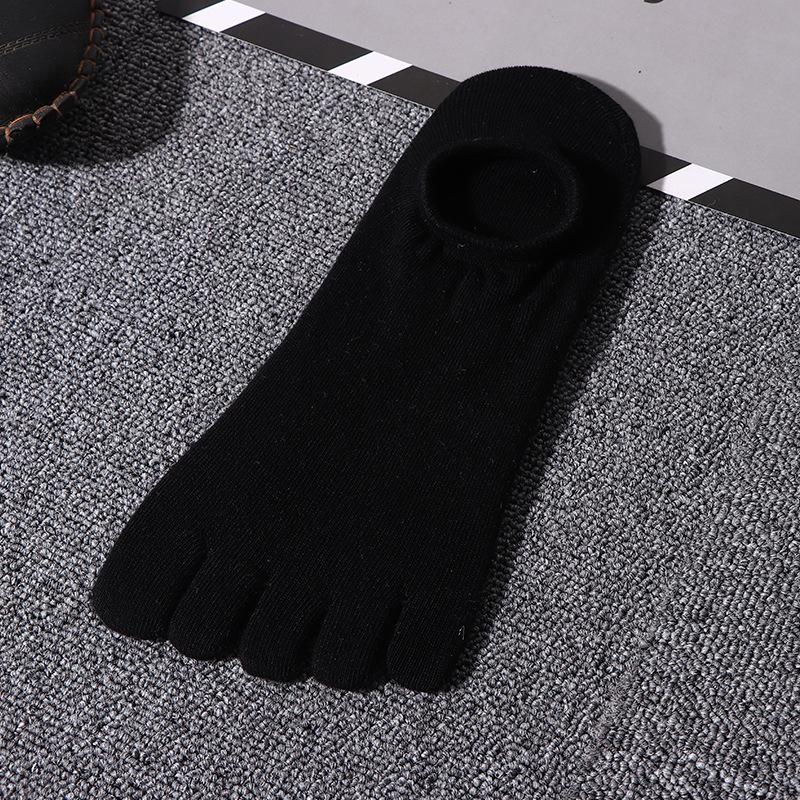 5 Pairs Spring Summer Casual Ankle Socks with Fingers Men's Breathable Sport Running Solid Black White Invisible Split Toe Socks