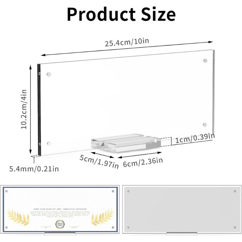 Modern Simple Acrylic Photo Frame Magnetic Closure Easy Access Display Case For Money Artwork Certificates