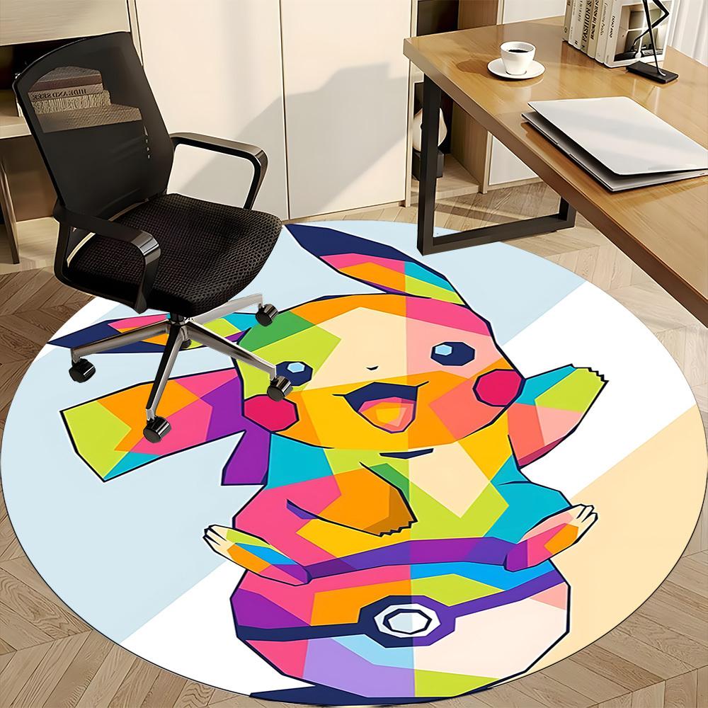 1pc Pikachu Office Round Area Rug, Under Office Chairs Bedroom Living Room Home Decor  a1022278