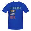 Unisex Legendary Since April 1966 55th Birthday Gift 55 Years Old T Shirt Vintage Cotton Crewneck T Shirts