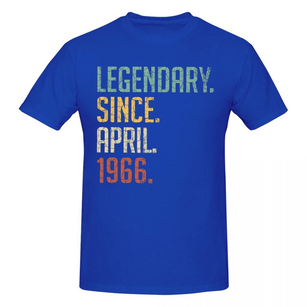 Unisex Legendary Since April 1966 55th Birthday Gift 55 Years Old T Shirt Vintage Cotton Crewneck T Shirts
