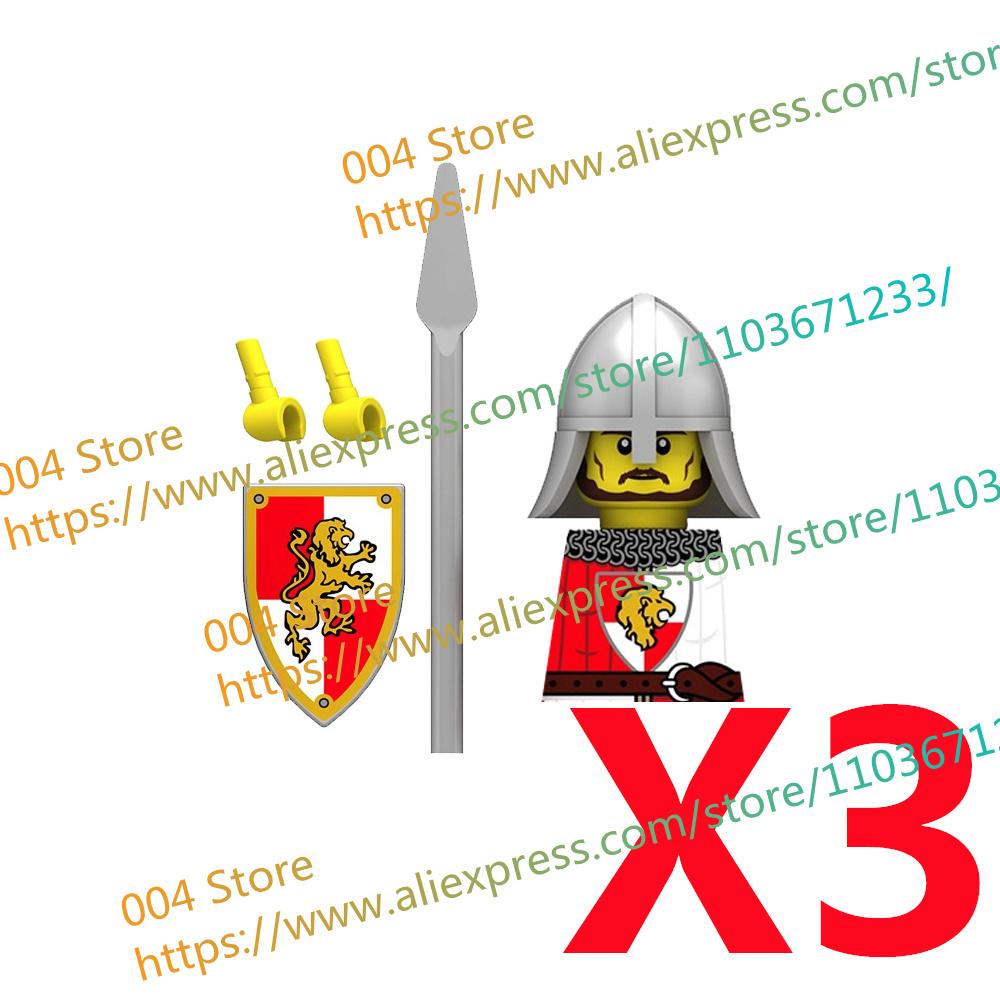 N511U-518U N335-337 Mittelalterliche Burg Ritter Bausteine Figuren Vierseitiger UV-Druck Waffen Zubehör Spielzeug Kindergeschenke F030