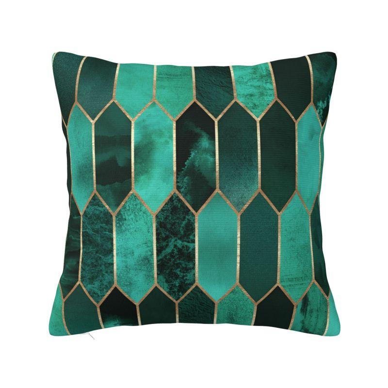 Modern GeometricTeal Hexagons Throw Pillow Case Decor Home Nordic Cushions Cover For Sofa Chair Square Polyester Pillowcase 30x30cm 12x12in