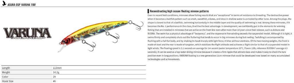 OSP Varuna 110 F Floating Minnow Lure RP-91 (5888)