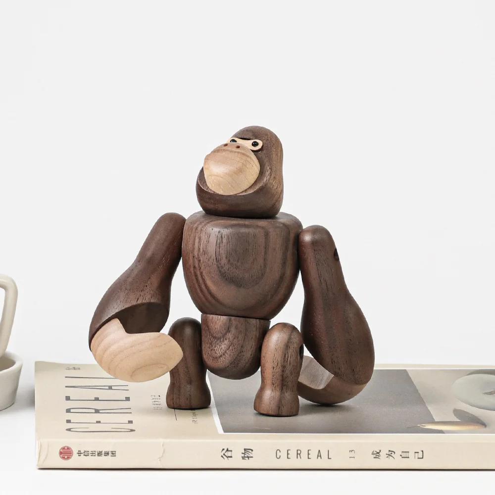 Nordische Holz King Kong Puppen Gorilla Figuren Hängender Affe Heimdeko Zubehör Braune Handwerkskunst Schmuckstück Mann Geschenke