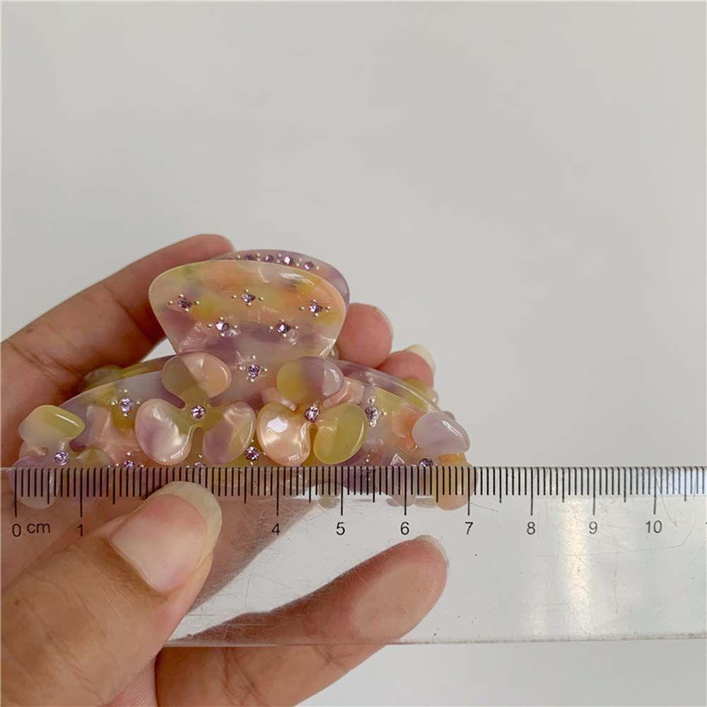 White Colorful Crystal Flower Acetate Hair Claw Hair Ornaments Flower Hair Clips Korean Style