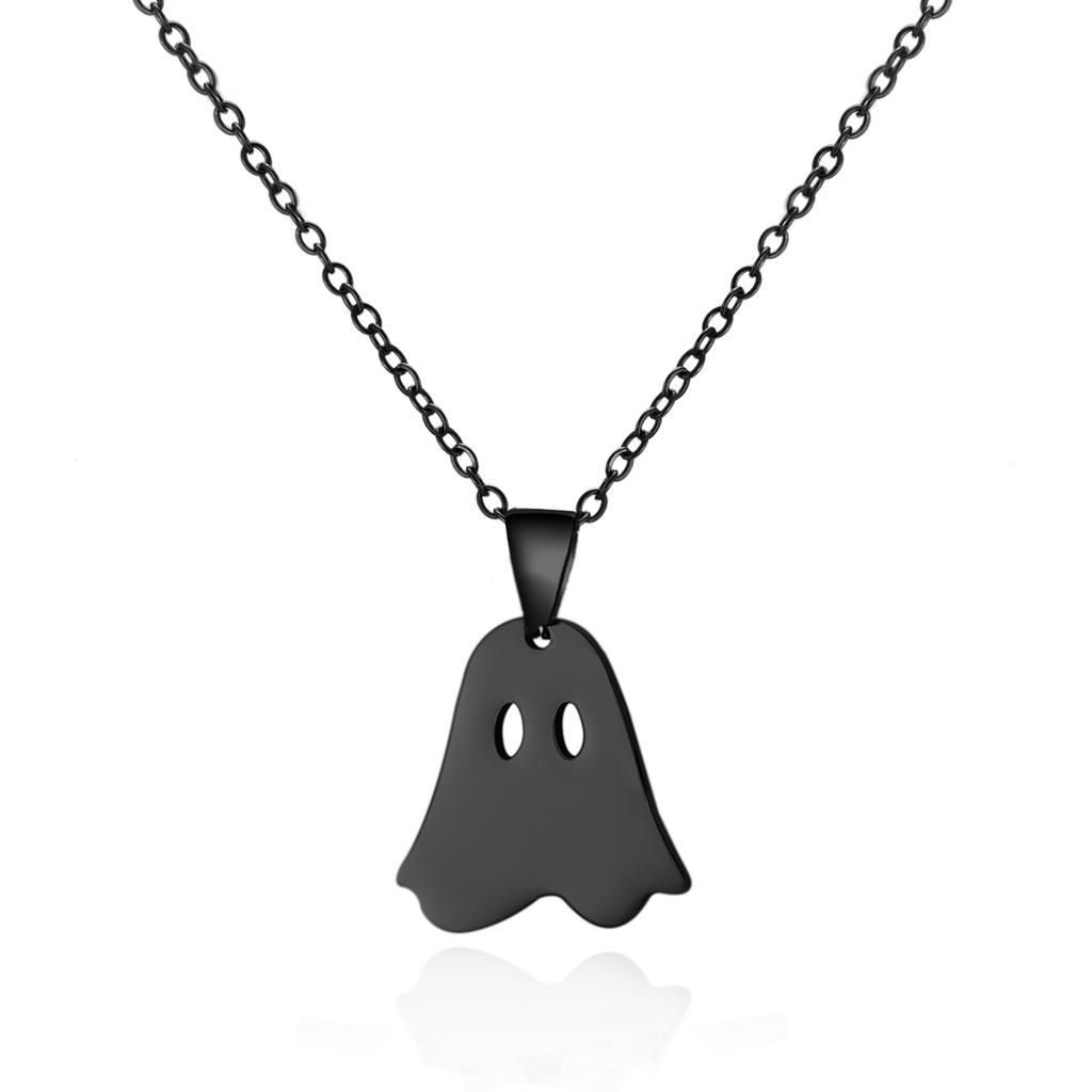 Stainless Steel Simple Personalized Ghost Pendant Necklace For Women Men Funny Pumpkin Clavicle Choker Halloween Party Jewelry