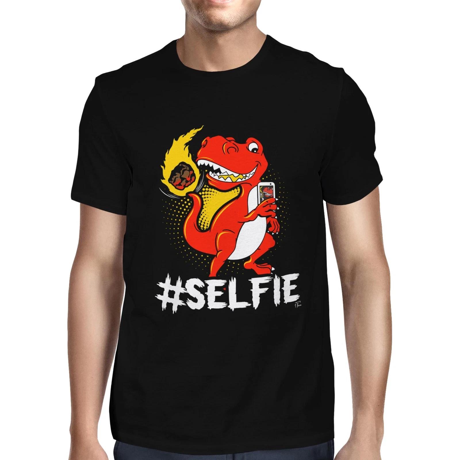 1Tee Mens Dinosaur T-rex Selfie T-Shirt XL