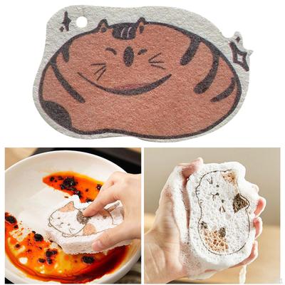 Sponge Lovely Animal Shape Odor Resistant Wood Pulp with Hanging Rope Cleaning for