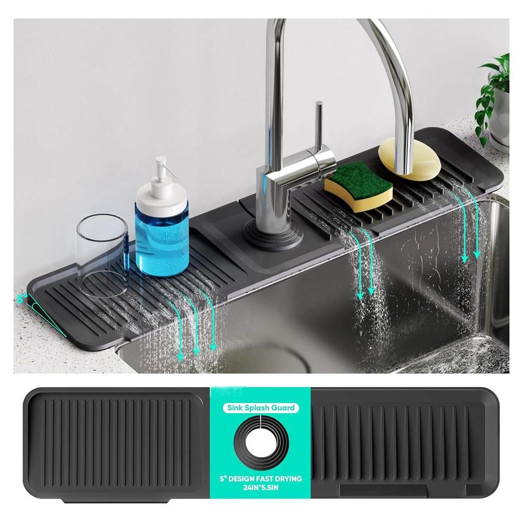 24 tums längre kranmatta för diskbänk i kök Badrum Köksdiskho Stänkskydd Silikonmatta för kran i diskbänk Stänkskydd