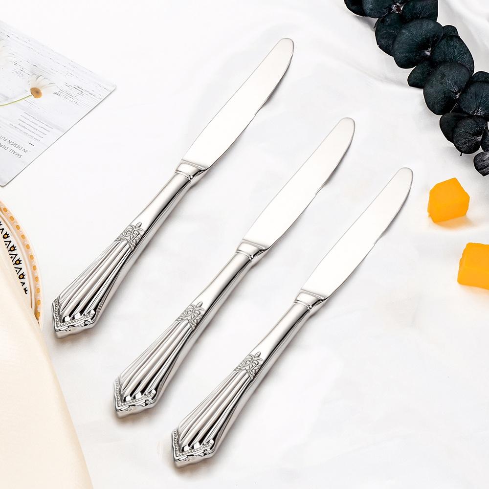 10,1" Vergoldetes Luxus-Tafelmesser-Set mit hohlem Griff Spülmaschinenfest Edelstahl Silber Tafelmesser 2/3/4/5/6 Stück