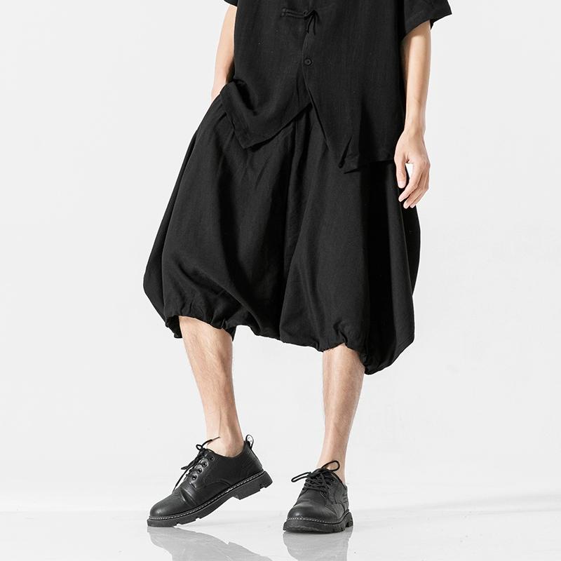 Men Harajuku Harem Pants 2024 Mens Summer Cotton Linen Joggers Pants Male Vintage Chinese Style Soild Color Calf-lenght Trousers