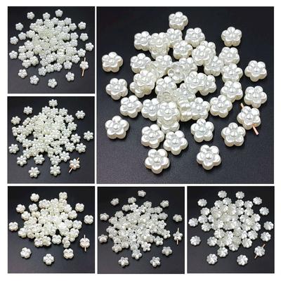 Takı Aksesuarları 50/100 Adet Moda Üç Boyutlu DIY dağınık boncuklu bilezik Yapımı İmitasyon İnci Delikli Çiçek Tipi Kolye ABS