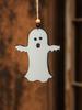Halloween Wooden Ghost Hanging Ornament, Cute Ghost with Beads Design, Window & Wall Decor Pendant for Home Bedroom Living Room