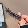 Vintage Elegant Alloy Wheat Ear Hairpins Crystal Embellished Leaf-Shaped Hair Clips Solid Color Duckbill Ideal for Valentine'S Day Gift