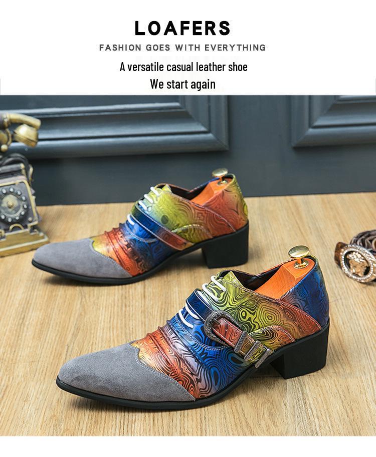 European & American 2025 Men's Fashionable Mid-Heeled Pointed Toe Loafers - Spring & Autumn Collection