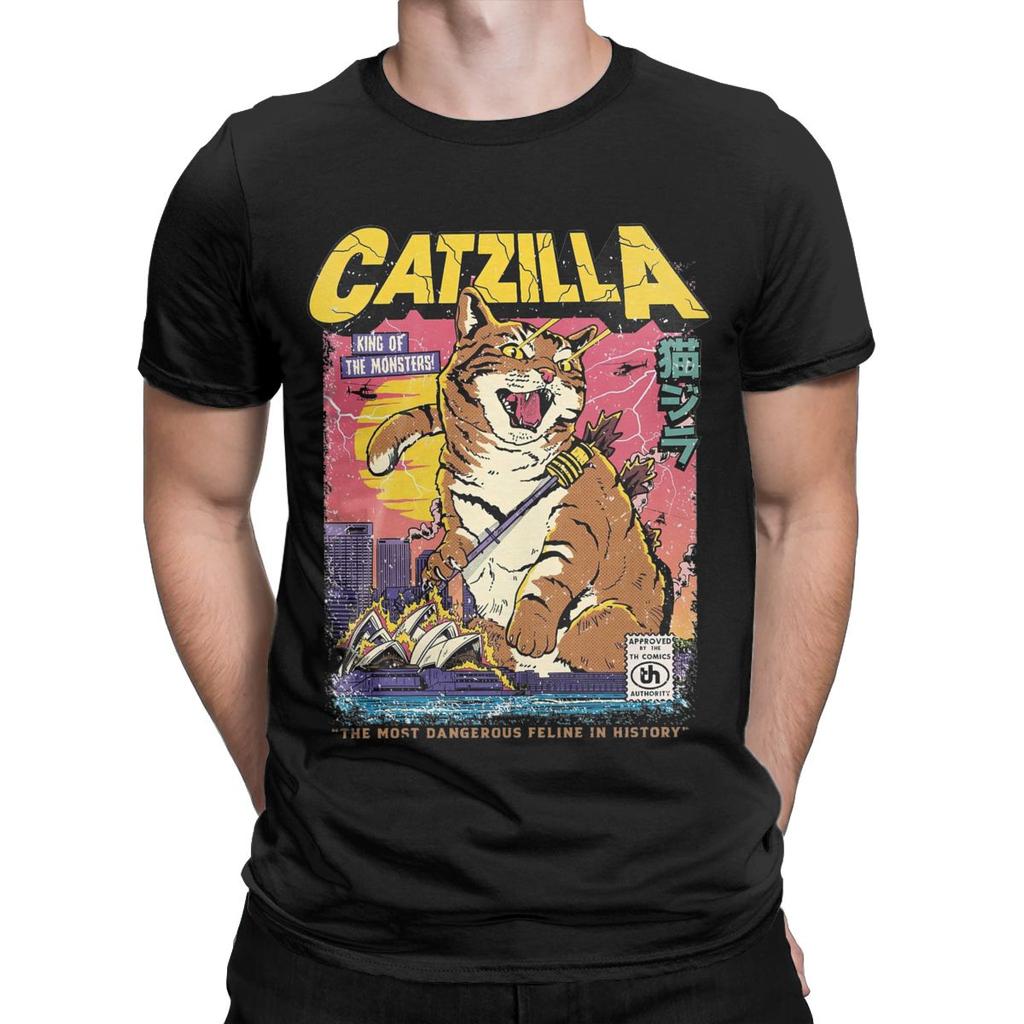 Catzilla T Shirt Men's Cotton Awesome T-Shirts O Neck Tees Short Sleeve Clothes Original