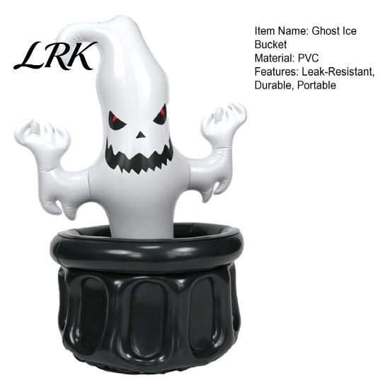 Balde de Gelo Inflável Fantasma, Balde para Bebidas de Festa de Halloween, Cooler de Bebidas Mágico Branco e Preto para Decoração, Armazenamento para Piquenique ao Ar Livre Dupla Camada