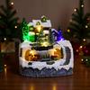 Resin Garden Ornament Music LED Light Collectible Figurines Village Rotating Statue for Christmas Home Decor Gift