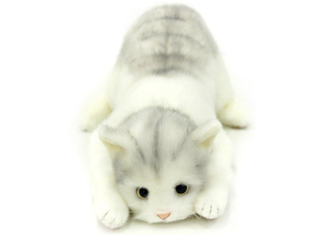 

Realistic cat plush toy made in 58cm Gray eyes Japan, (Tiger L, open) серый