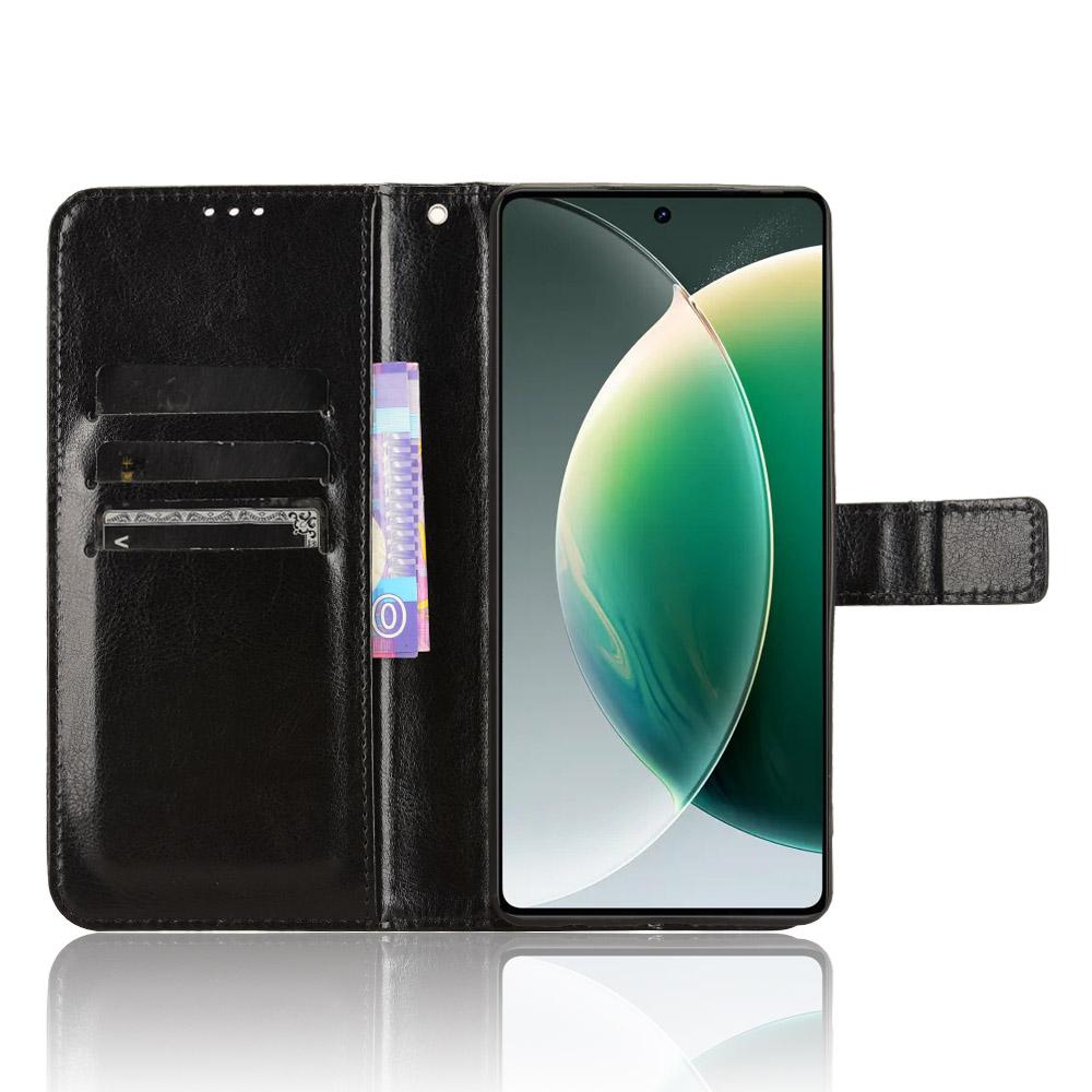 

For TECNO Camon 30 4G/Camon 30 5G CL6/CL7 Phone Case Crazy Horse Texture Wallet Leather Cover Black