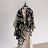 Women's Winter Imitation Cashmere Scarves Thick Warm Patterned Floral Print Travel Blanket Fashion Luxurious Accessory Scarf
