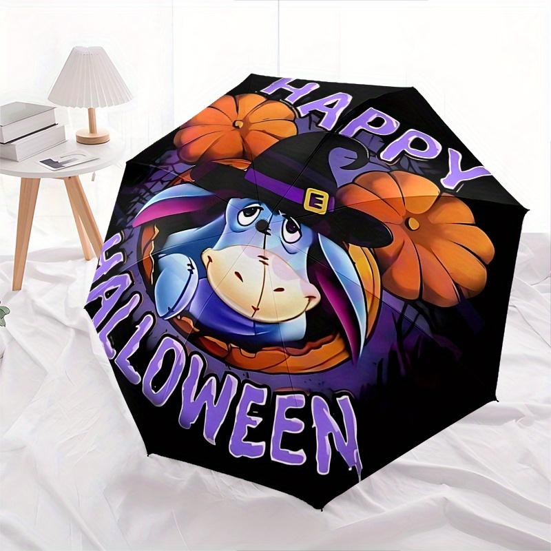 Halloween, Eeyore Automatic Opening and Closing Umbrella, Compact Travel Umbrella, Lightweight and Portable, Suitable for Beach Commuting Bu