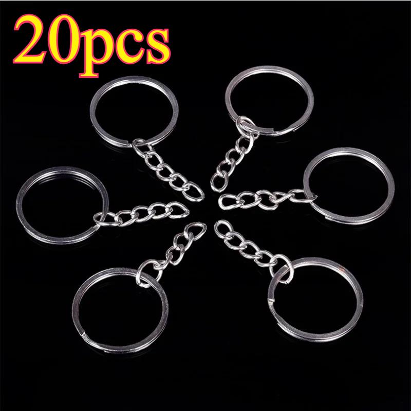 Hama Bead Accessories Metal Keychain with Chain Flat Double-layer Key Ring Hanging Ring Diy Accessories Metal Earth Puzzles Kids