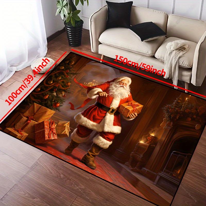 Merry Christmas Carpet for Bedroom Living Room Hallway Area Rug Santa Claus Soft Anti-slip Entrance Doormat Floor Mat Home Decor