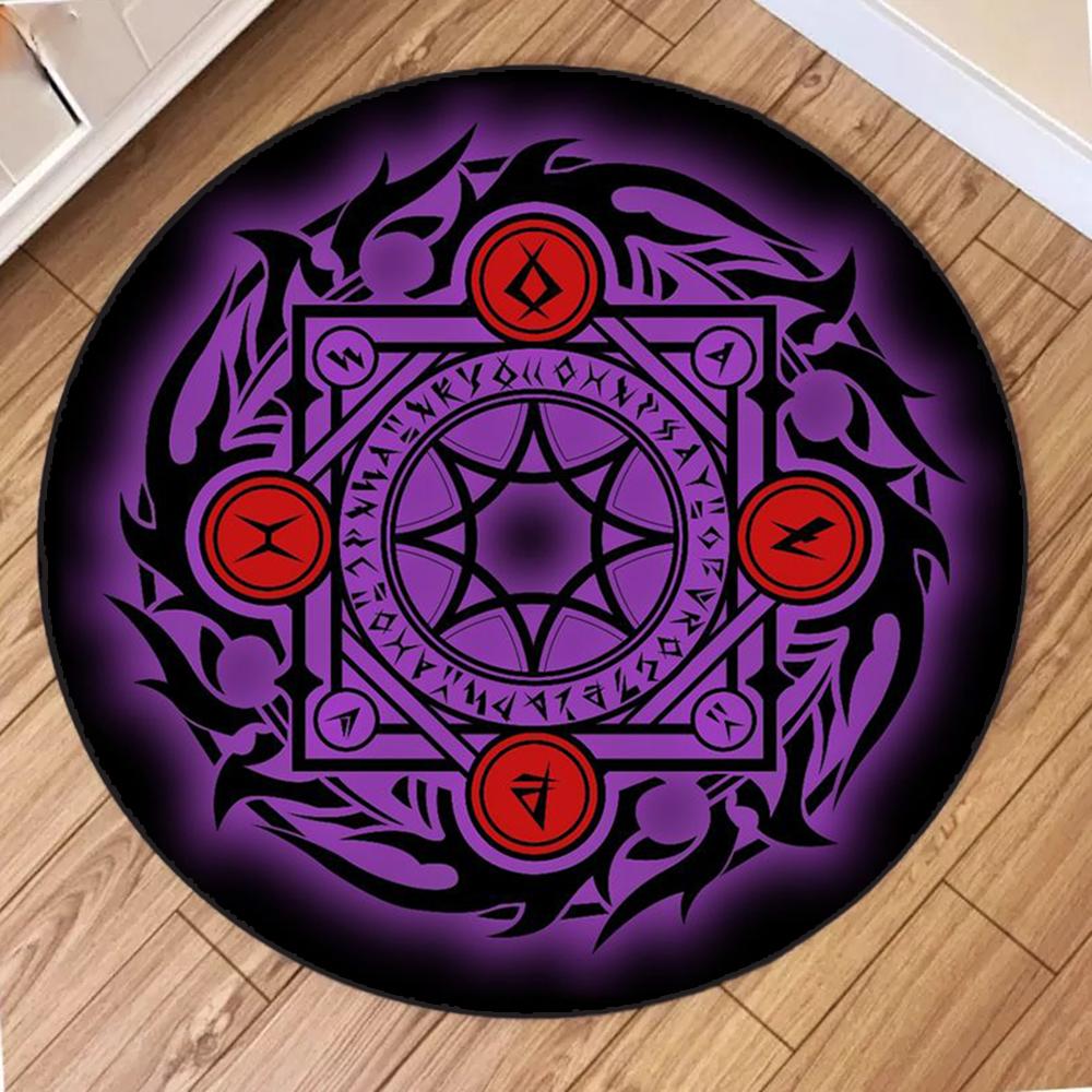 Star Array Print Round Carpet for Bedroom Living Room Camping Mats Flannel Anti-Slip Rug Yoga Mat Home Area Pad Birthday Gifts