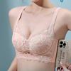 French Style Bra Women's Lace Bra Gathered Without Steel Rings Adjustable Breathable Bra Summer
