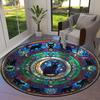 Stained Window Black Cat Round Area Rug,Carpet Rug for Living Room Bedroom Sofa Playroom Decor,Non-slip Floor Mat Q0043