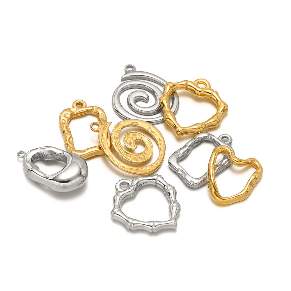 5Pcs Stainless Steel Trendy Metal Heart Charms Golden Necklace Bracelet DIY Drop Earrings Making Pendants Supplies Accessories