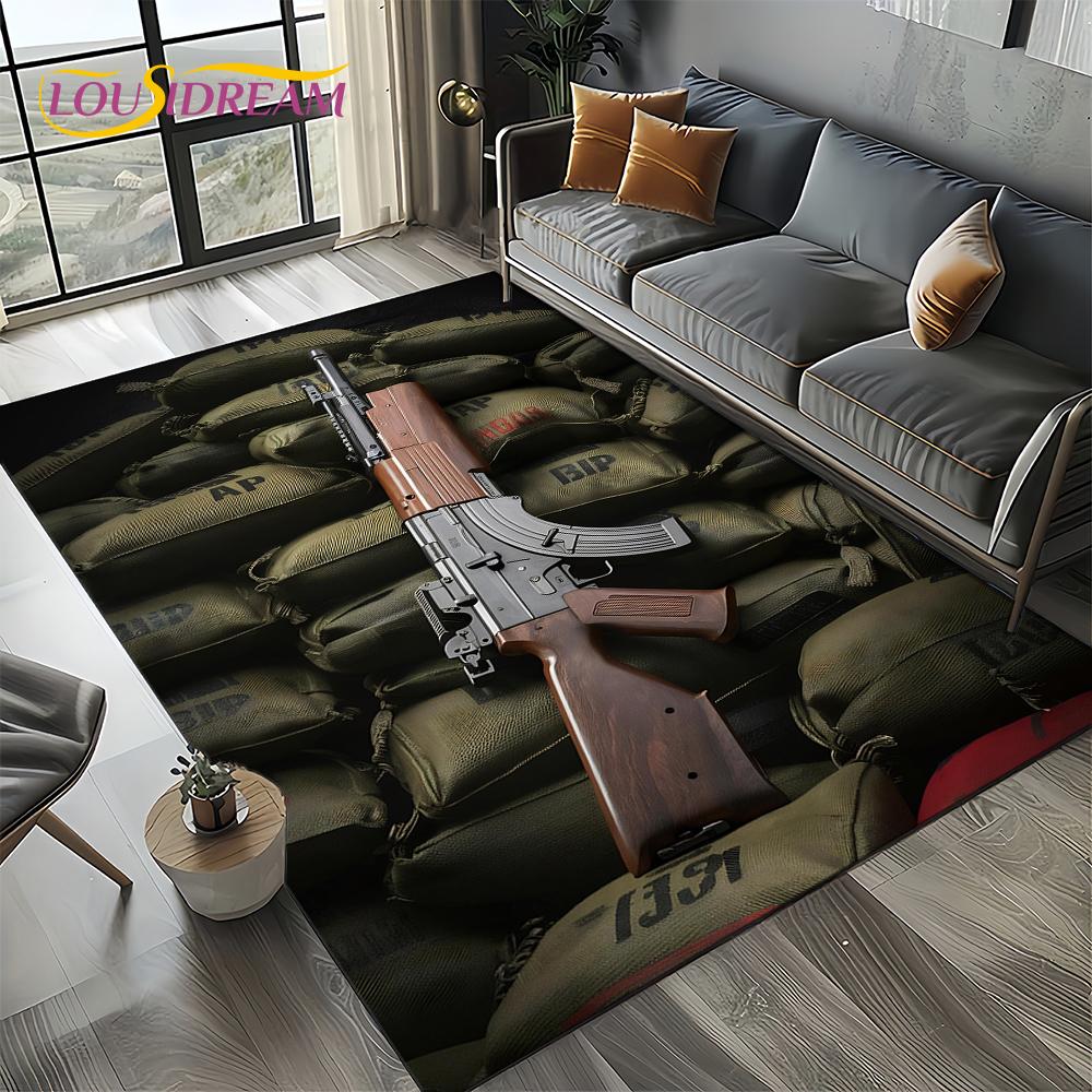 2025 New Cool Guns Pistol Ammunition Bullet Cartridge AK M4 Rug Carpet for Living Room Bedroom Decor,Non-slip for Sofa Doormat