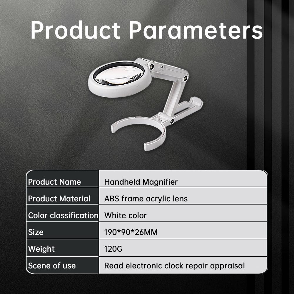 5X/10X Handheld Magnifier with LED Light and Stand USB Powered Illuminated Magnifying Glass for Electronics Repair Tool