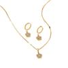 Elegant Zircon Flower Necklace & Earrings Set for Women - Titanium Steel & 18K Gold