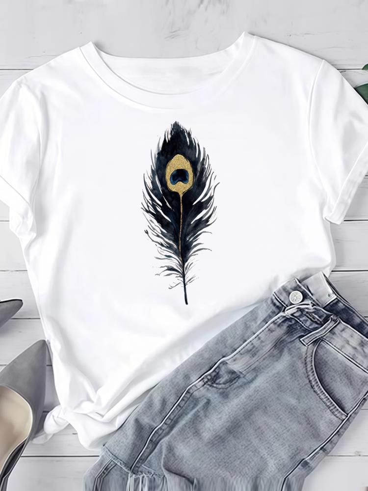 (Asian Size) Clothing T Shirt Women Fashion flower floral cute Tee Top Woman Print Female Short Sleeve Graphic T-shirts