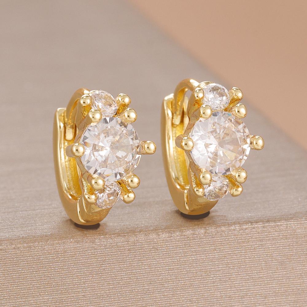 Vintage Fashion Zircon Star Hoop Earrings For Women French Design 14K Gold Plated Chain Earring Punk Cartilage Piercing Jewelry