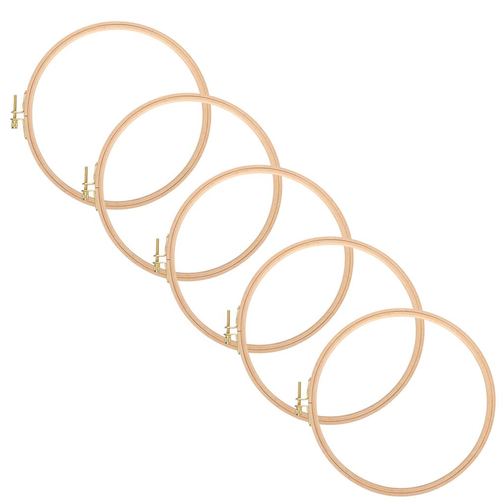 5 Stück Stickrahmen Rund Breit Bambus Tragbar Tisch DIY Kreuzstich Zubehör 19cm