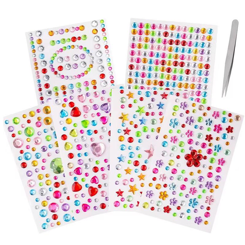 3D Shiny Diamond Heart Crystal Stickers for Kids & Girls